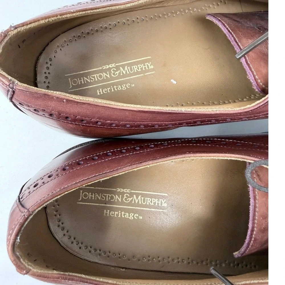 Johnston & Murphy Aristocraft Mens 12 D Burgundy Leather Wingtip Oxford 15-1036